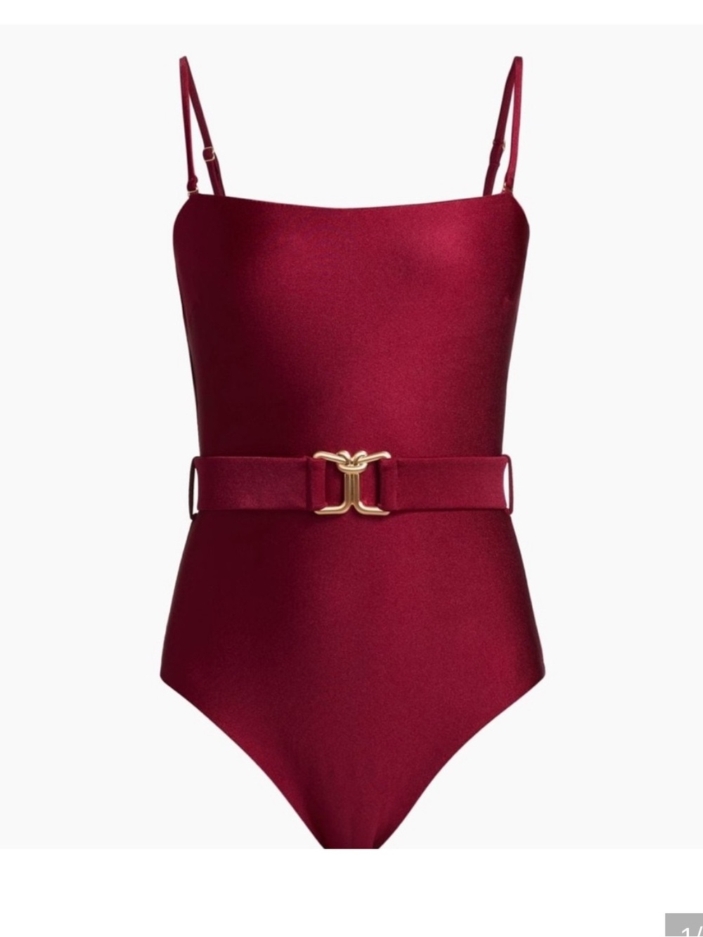 Zimmermann Belted Strapless One-Piece Swimsuit in Burgundy - Picture 2 of 4